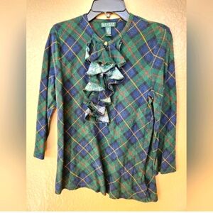 Ralph Lauren Plaid Ruffle Top Size S/M